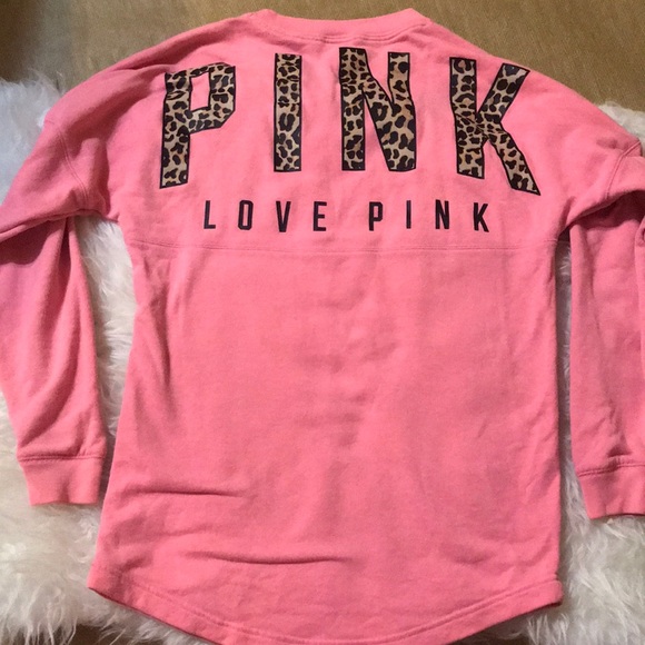 PINK SWEATSHIRT WITH LEOPARD PRINT LETTERING, XS - Picture 3 of 10